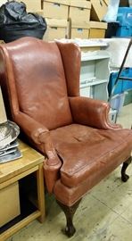 COMFY LEATHER ARM CHAIR WITH OTTOMAN $50