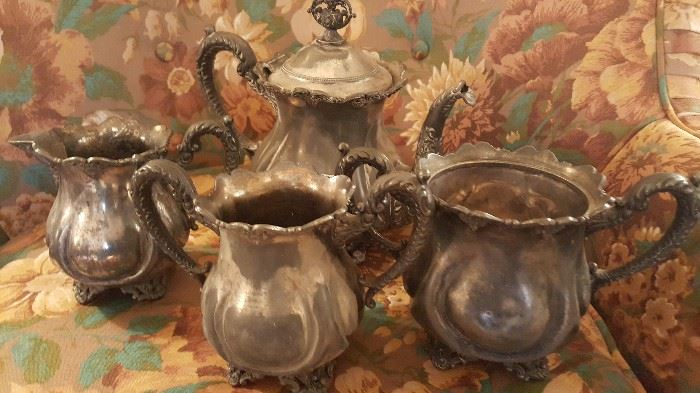Circa 1900 Very Old and Worn Silver Plate Items - Great for Decorating - Very Trendy!