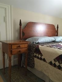 Eldred Wheeler Pine Cone Head Board, Pair of Sheraton Style Bed Side Tables 