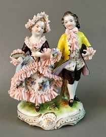 Vintage Dresden Lace, N Crown Mark