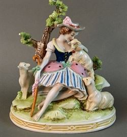 Porcelain Girl with Sheep