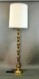 Vintage Carved Brass Floor Lamp 