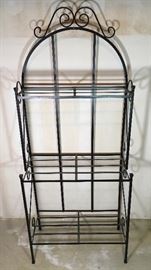 Vintage Black Iron Bakers Rack