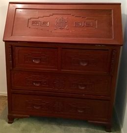 George Zee Asian Carved Secretary 