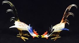 Murano Glass Roosters 