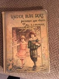 Under Blue Skies - antique children's book with beautiful litho illustrations 