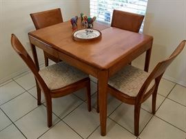 Mid Century Walnut Table and Four Chairs