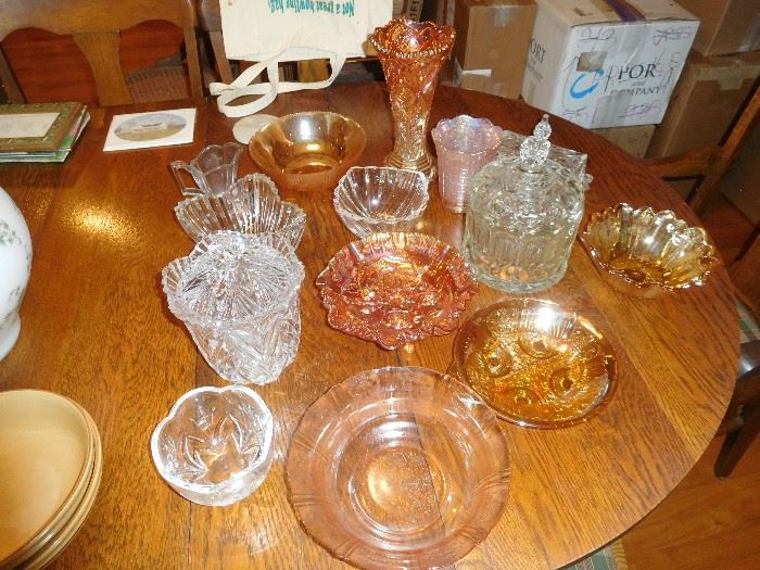 Carnival glass & lead crystal