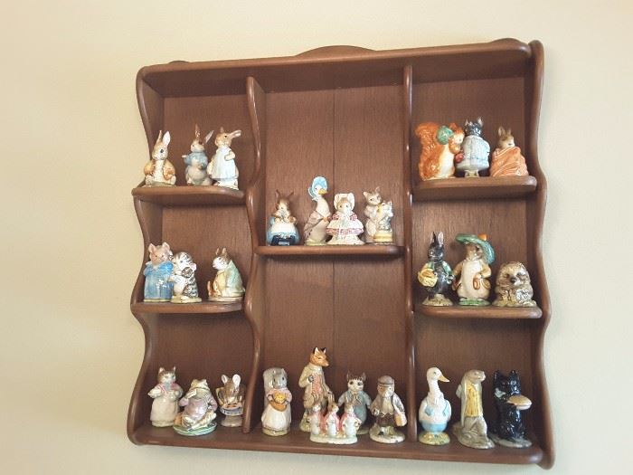 Wall Unit with Beatrix Potters Ceramics Collectibles, 3 shelves, 3 ends holds 27 ceramic figures, 24X24