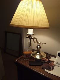 Brass Lamp with Shade.