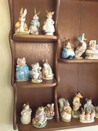 Close Up of Beatrix Potter Rabbits Collection on Wall Units.
