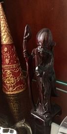 Small Carved wooden Scholar and staff