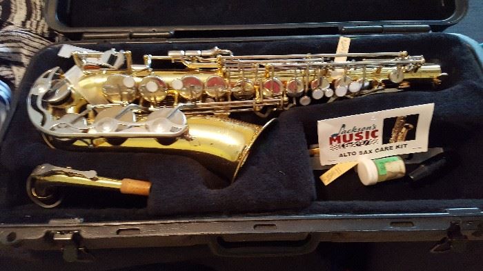 Saxophone in case 