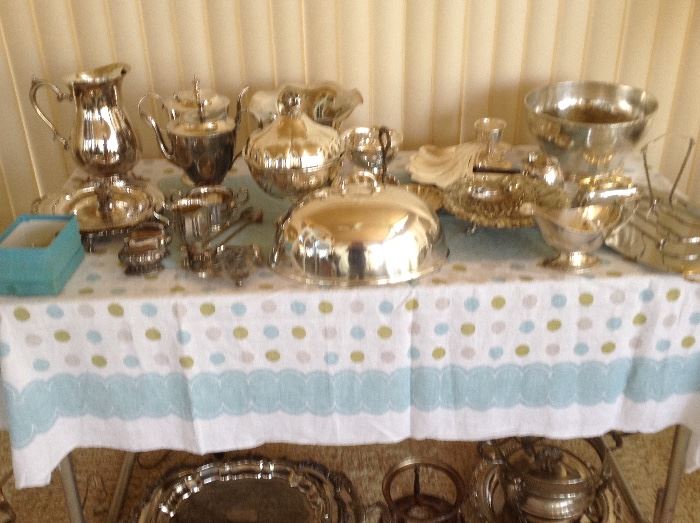 Silver plate entertaining pieces