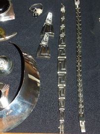 Sterling Silver - 2 bracelets - one w/matching earrings 