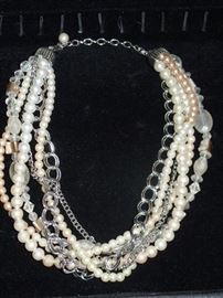 Cookie Lee pearl crystal twist necklace 
