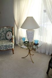 Italian Florentin gold and glass table