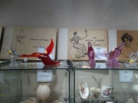 Some of the Great Glass Animals - In Back a Collection of 6 Lg. Sketch Books by Charles Dana GIbson (Early 1900s)