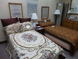 Pr. Matching Twin Beds w/ Blonde Oak Mid-Century Heads - Modern Samplers