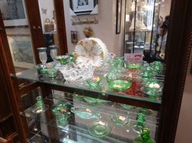 Some Green Depression Glass by Heiesy and Cambridge