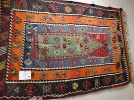 and 80x52 Dhrurri carpet (We Think is is Transylvanian ) also another Similar Design (on top of Piano)