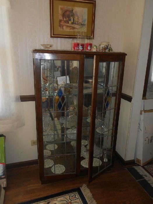 vintage stained glass cabinet