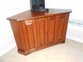 solid wood corner entertainment console