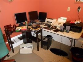 office supplies, printers, monitors, computer