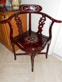 inlaid mother of pearl corner chair
