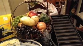 Wire basket handle made of twisted barbed wire contents come with the basket