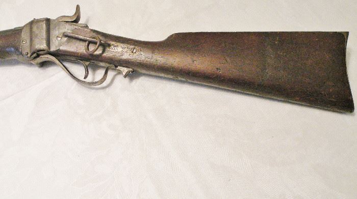 Civil War Saddle Rifle. Sharps 1863 New Model Carbine (right side) with saddle ring. Very good condition. 
