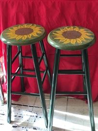 PAIR SUNFLOWER STOOLS