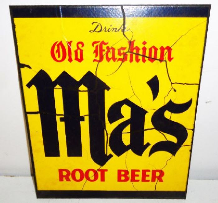 1960s Ma's Root Beer Cardboard Advertisement