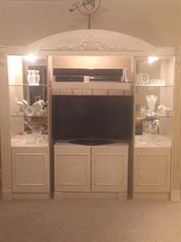 Adjustable Entertainment Center with Lighted Display Shelves