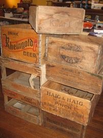 vintage beer and whiskey crates