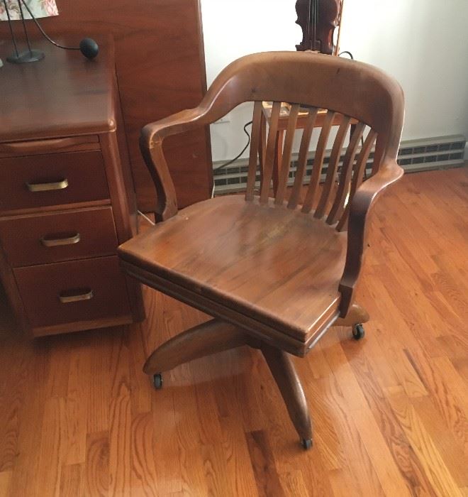 wooden desk chair