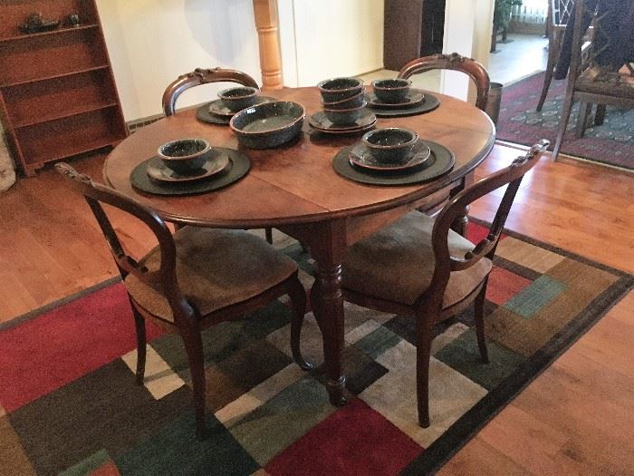 antique drop leaf table and 4 chairs