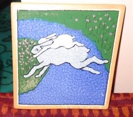 Artist signed Arabia tile