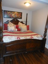 Walter E Smithe Hand Carved Mahogany 4 Poster King Head Board, Foot Board, Cal King Mattress. THIS WONT BE HALF THIS WILL BE NEGOTIABLE!!