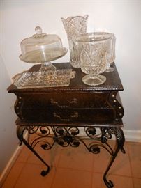 Pier 1 2 Piece chest on Wrought Iron Stand. Crystal