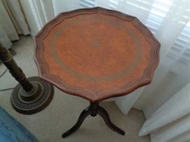 Leather-top Side Table