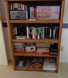 Oak Bookshelf and VHS Tapes