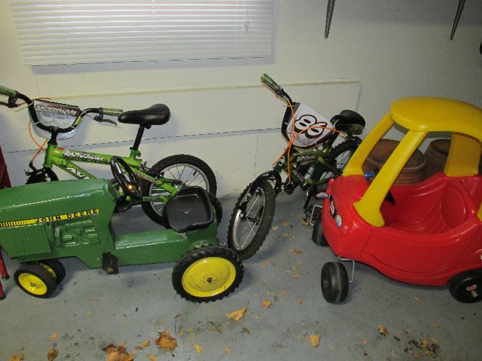 Children's bikes and yard toys