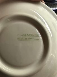 Crate and Barrel (made in Italy) blue plate set