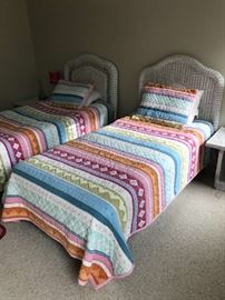 Wicker twin beds