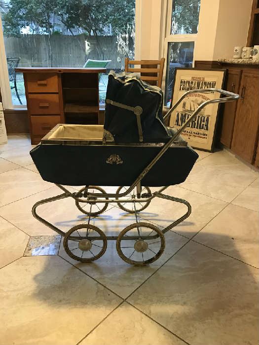 Vintage blue pram