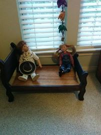 American Girls Dolls & Wood Doll Bed
