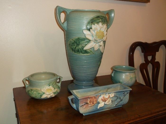 Huge Water Lily Roseville vase, Magnolia planter, small Water Lily vase