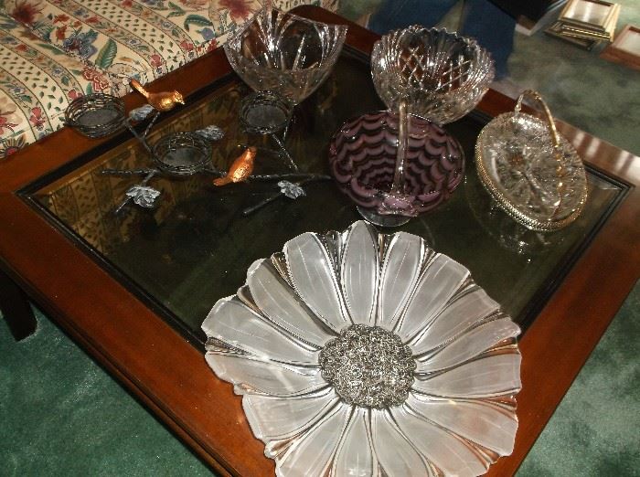 Coffee table with cut and pressed glass