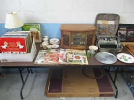 RECORDS, TYPEWRITER AND STEREO